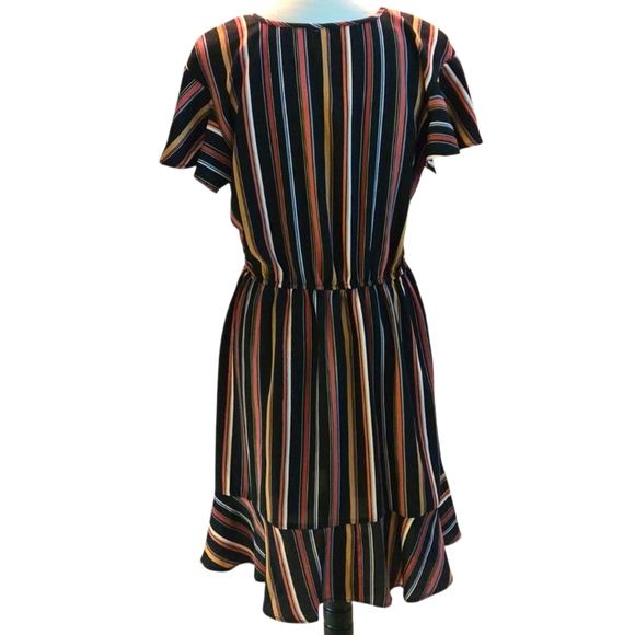 Xhilaration Womens M Striped V-Neck Pullover Wrap Dress Peplum Hi Lo Hemline - Picture 10 of 10